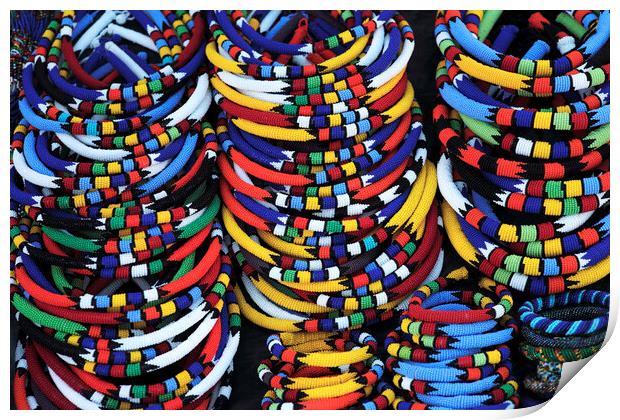 African Beaded Necklaces, South Africa Print by Neil Overy