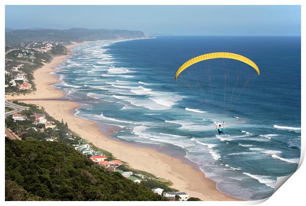 Parasailing over Wilderness Beach, South Africa Print by Neil Overy