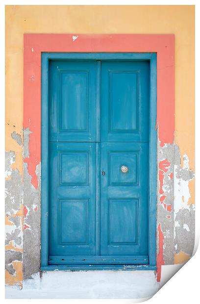 Old Greek Door Kastellorizo Island Print by Neil Overy