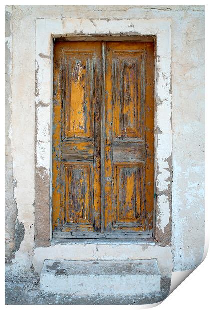 Old Wooden Yellow Door in Greece Print by Neil Overy
