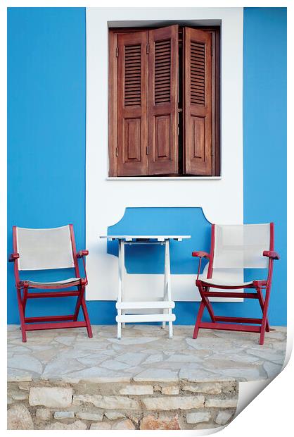 Window and Shutters, Greece Print by Neil Overy