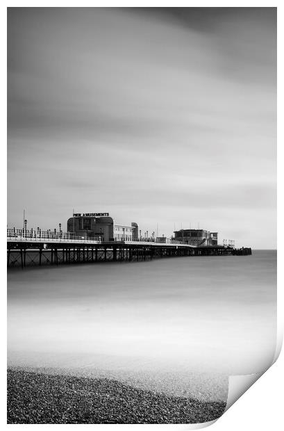 Worthing Pier in Black and White Print by Neil Overy