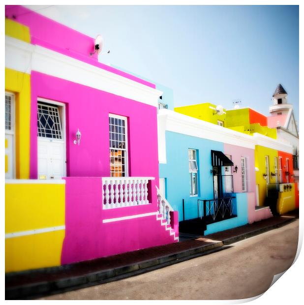 Colourful houses in Bo-Kaap, Cape Town Print by Neil Overy