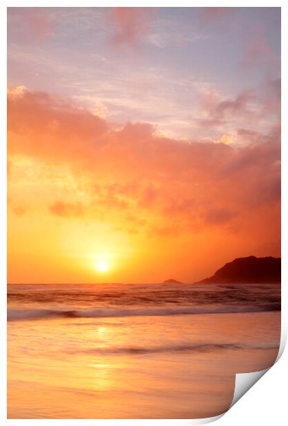 Sunset over Sedgefield Beach, South Africa Print by Neil Overy