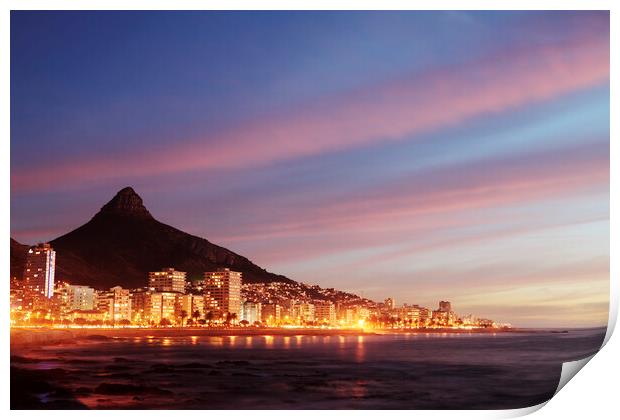 Sea Point, Cape Town at Sunset Print by Neil Overy