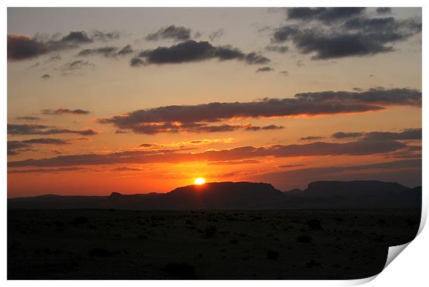 Sunset over Wadi Rum Print by David Gardener