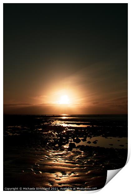 Sunrise at the beach, Bardsea, Cumbria, UK Print by Michaela Strickland