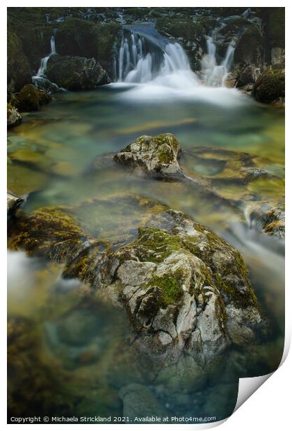Waterfall and rock pool, Lake District. Print by Michaela Strickland