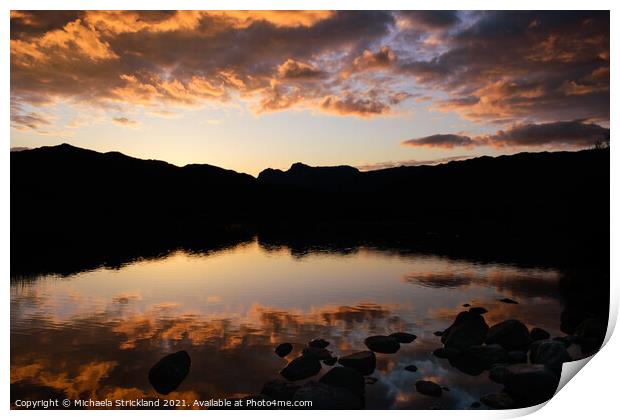 Sunset in Great Langdale Print by Michaela Strickland
