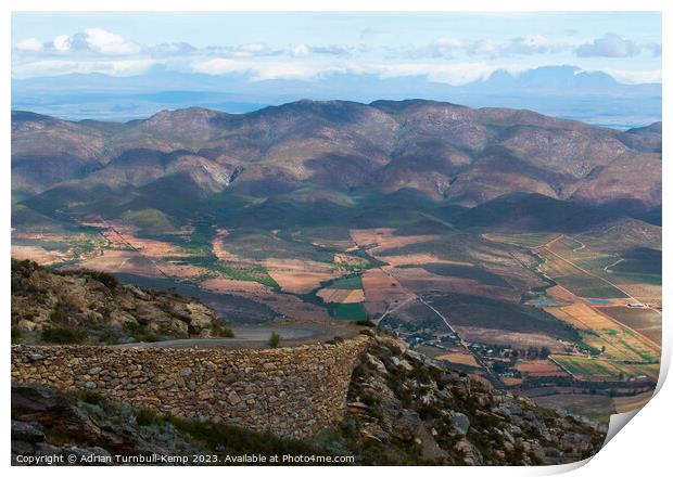 View from the southern end of the Swartberg Pass Print by Adrian Turnbull-Kemp
