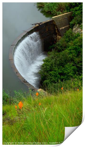 Langtoon Dam spillway, Golden Gate Highlands National Park, Free State  Print by Adrian Turnbull-Kemp
