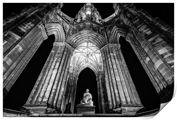 Scott Monument Edinburgh Scotland. Print by Philip Leonard