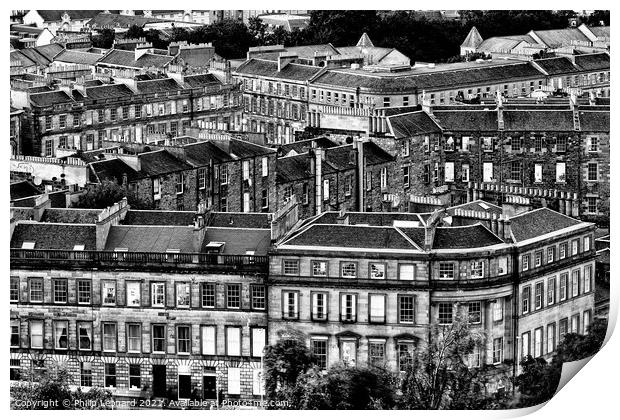 Leopold Place with classic Edinburgh architecture forming patterns behind, Edinburgh Scotland. Print by Philip Leonard