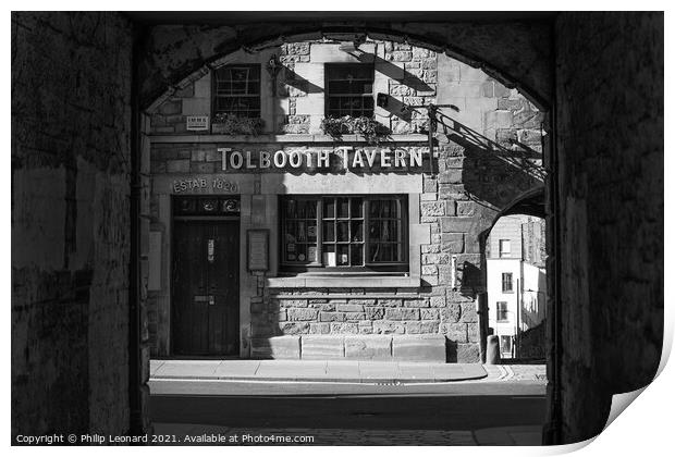 Tolbooth Tavern on the Royal Mile Edinburgh Scotland  photographed through Sugarhouse Close. Print by Philip Leonard