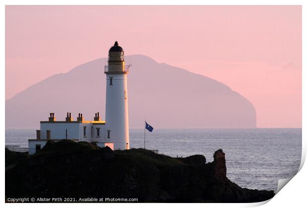 Turnberry Lighthouse & Ailsa Craig Print by Alister Firth Photography