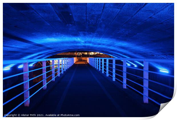 Blue walkway Print by Alister Firth Photography