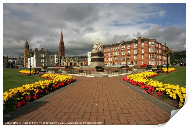 Largs Garden & War Memorial Print by Alister Firth Photography