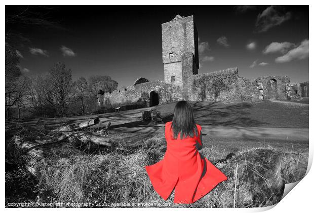 Red coat woman Print by Alister Firth Photography