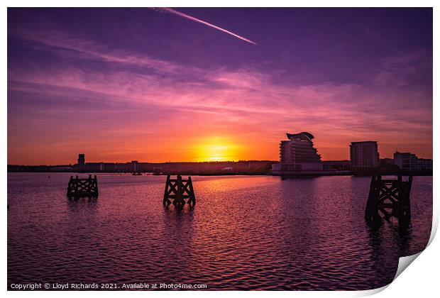 Cardiff Bay Sunset Print by Lloyd Richards