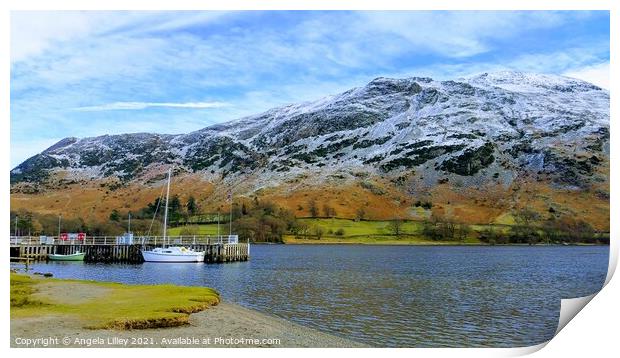 The steam boat jetty at Ullswater Print by Angela Lilley