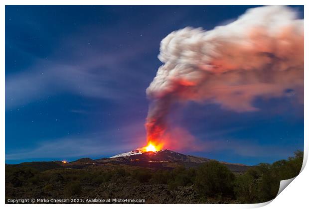 Volcano Etna eruption, Sicily Print by Mirko Chessari