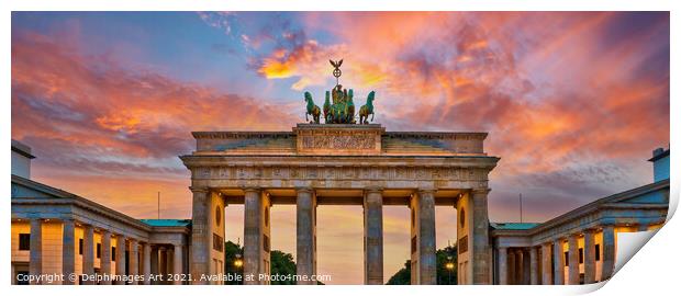 Berlin Germany. Brandenburg gate at sunset Print by Delphimages Art