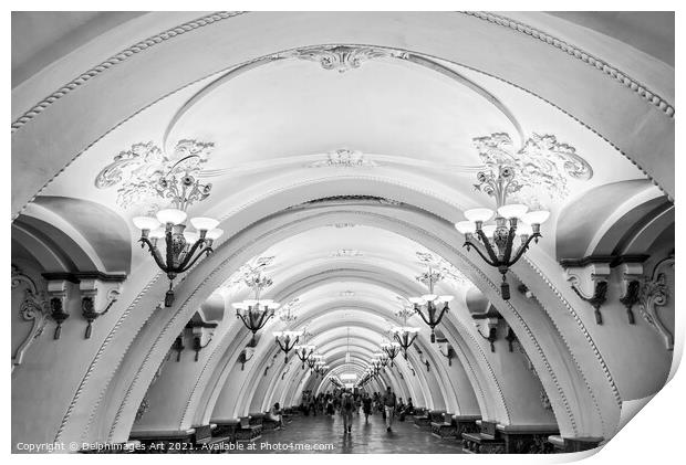 Moscow Russia. Metro station Arbatskaya Print by Delphimages Art