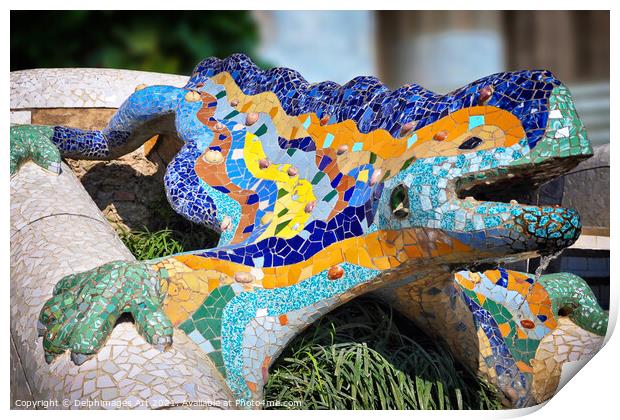 Gaudi salamander park Guell Barcelona Print by Delphimages Art