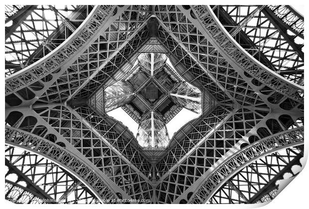 Eiffel tower abstract view from below Paris Print by Delphimages Art