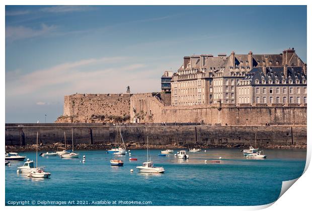 Saint Malo cityscape in Brittany, France Print by Delphimages Art