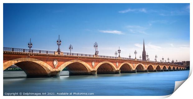 Pont de Pierre bridge in Bordeaux, France Print by Delphimages Art