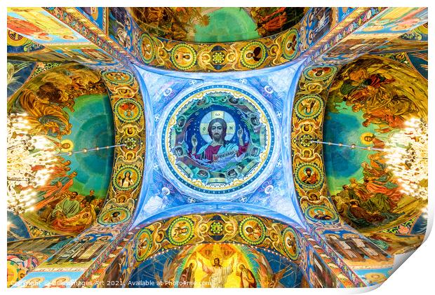 Jesus Christ in St Petersburg Church Russia Print by Delphimages Art