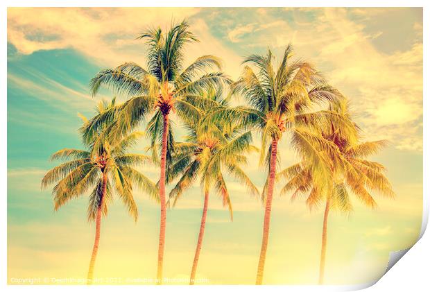 Palm trees,  summer and travel tropical decor Print by Delphimages Art