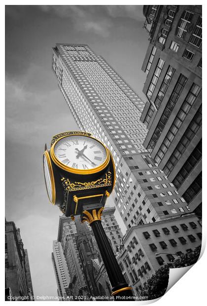 New York. Trump tower clock on Fifth Avenue Print by Delphimages Art