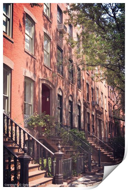 New York  townhouses, Greenwich village Print by Delphimages Art