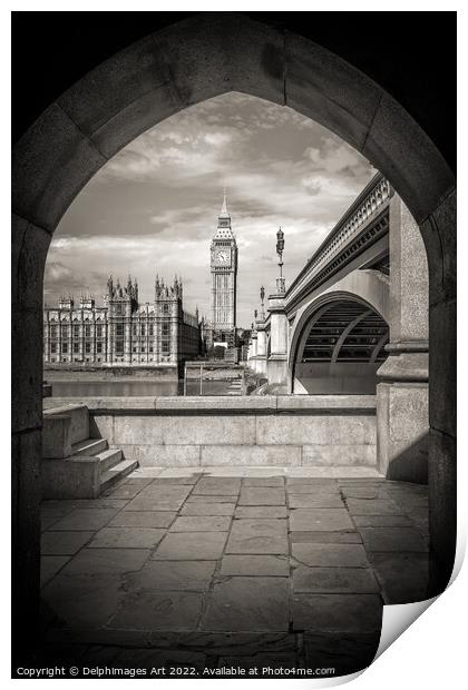 London. Secret tunnel under Westminster bridge Print by Delphimages Art