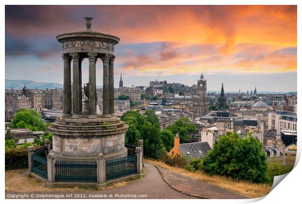 Edinburgh, Scotland at sunset Print by Delphimages Art