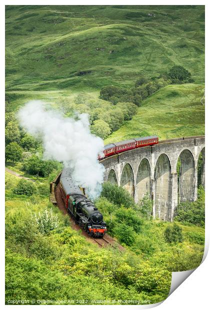 Hogwarts Express on Glenfinnan viaduct, Scottish H Print by Delphimages Art