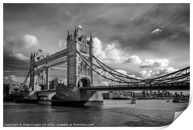 Tower bridge London black and white Print by Delphimages Art