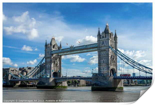 Tower bridge, blue sky, London Print by Delphimages Art
