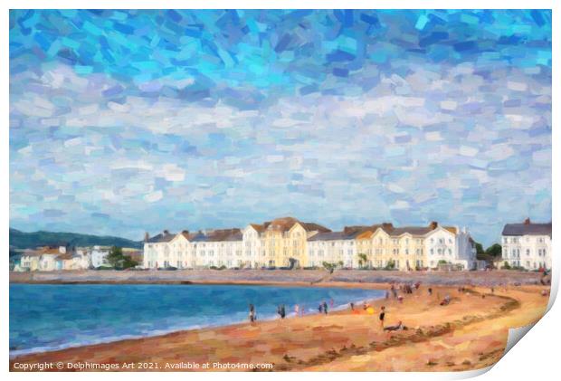 Exmouth beach in summer, Devon, UK Print by Delphimages Art