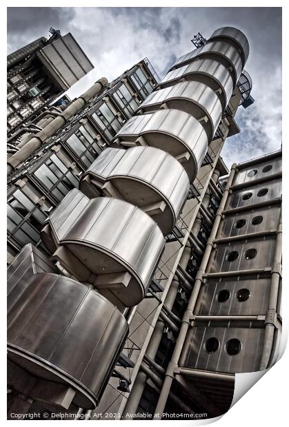 Lloyds building in London, modern architecture Print by Delphimages Art
