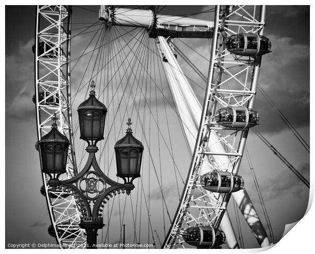 The London eye in London UK Print by Delphimages Art
