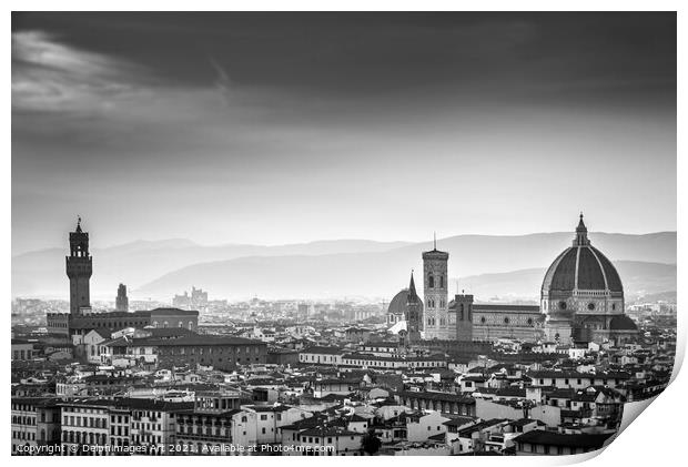 Florence Duomo black and white, Italy Print by Delphimages Art