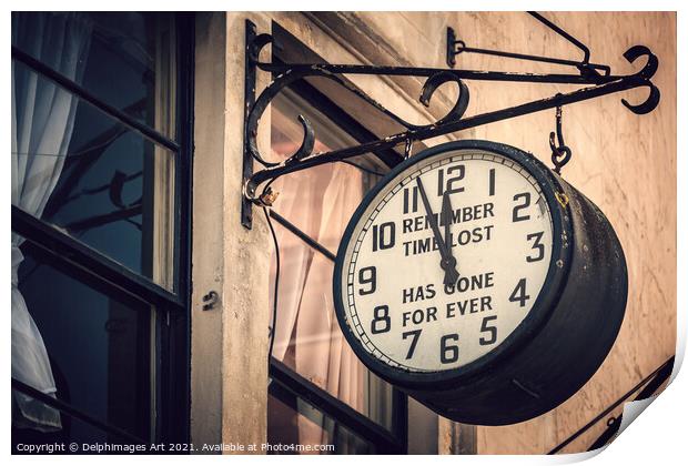 Time has gone, vintage street clock Print by Delphimages Art