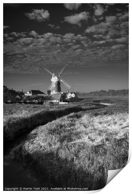 Cley Mill Mono Print by Martin Tosh