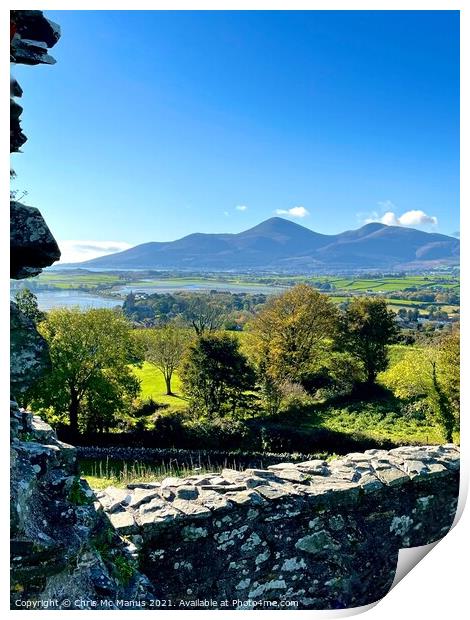Mourne Mountains Newcastle from the castle Print by Chris Mc Manus