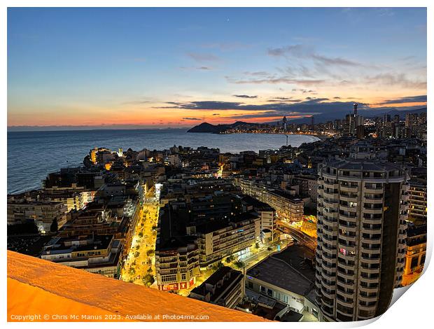 Serene Sunset over Benidorm  Print by Chris Mc Manus