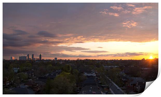Scenic panoramic sunset view of Toronto skyline Print by Elijah Lovkoff