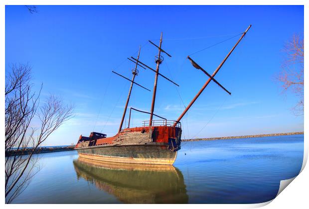La Grande Hermine – Famous Abandoned Ship in Ontario lake on t Print by Elijah Lovkoff